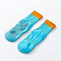 Vista 2 de Yoga Pilates Socks with Grips for Women Non Slip Color Blocking Cushioned Crew Socks for Barre Ballet Dance