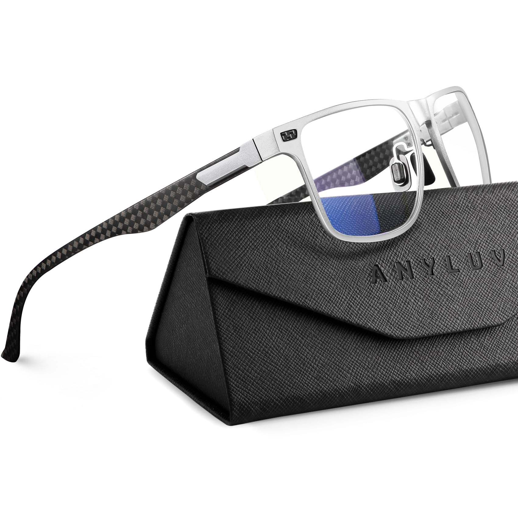 ANYLUV Reading Glasses Men Women Blue Light Blocking, Premium Mens Reading Glasses Al-mg Frame with Spring Hinge Anti Glare