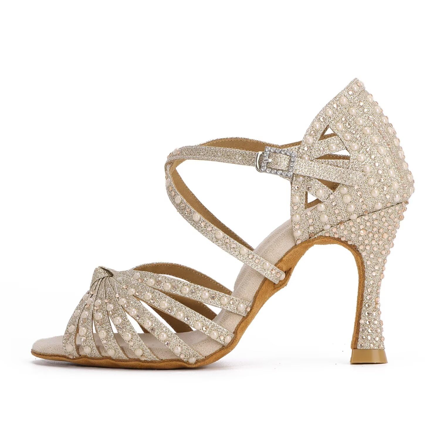 Zapatos de Baile de salón de Diamantes de imitación para Mujer Zapatos de Baile de Salsa Latina Zapatos de Baile de salón con Correa Cruzada