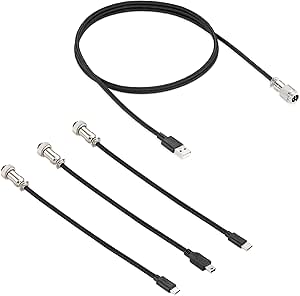 kwmobile Aviator Keyboard Cable Connector Set (4 Pieces) - Includes USB-A to Aviator Cable and Connectors for USB-C, Mini-USB, Micro-USB - Black/Black