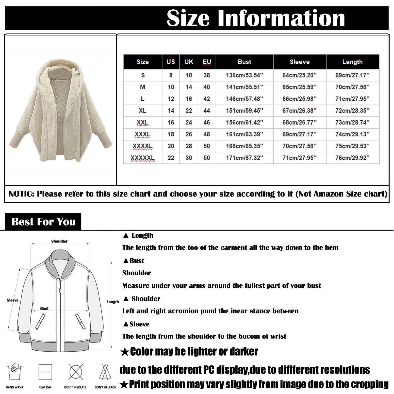Winterjacke Damen Frauen Winter Warm Einfarbig Teddy Fleece Fledermausärmel Übergröße Jacke mit Kapuze Plüsch Große Größe Fleecejacke Weich Plüschjack Elegant Cardigan Kapuzenjacke Wintermantel