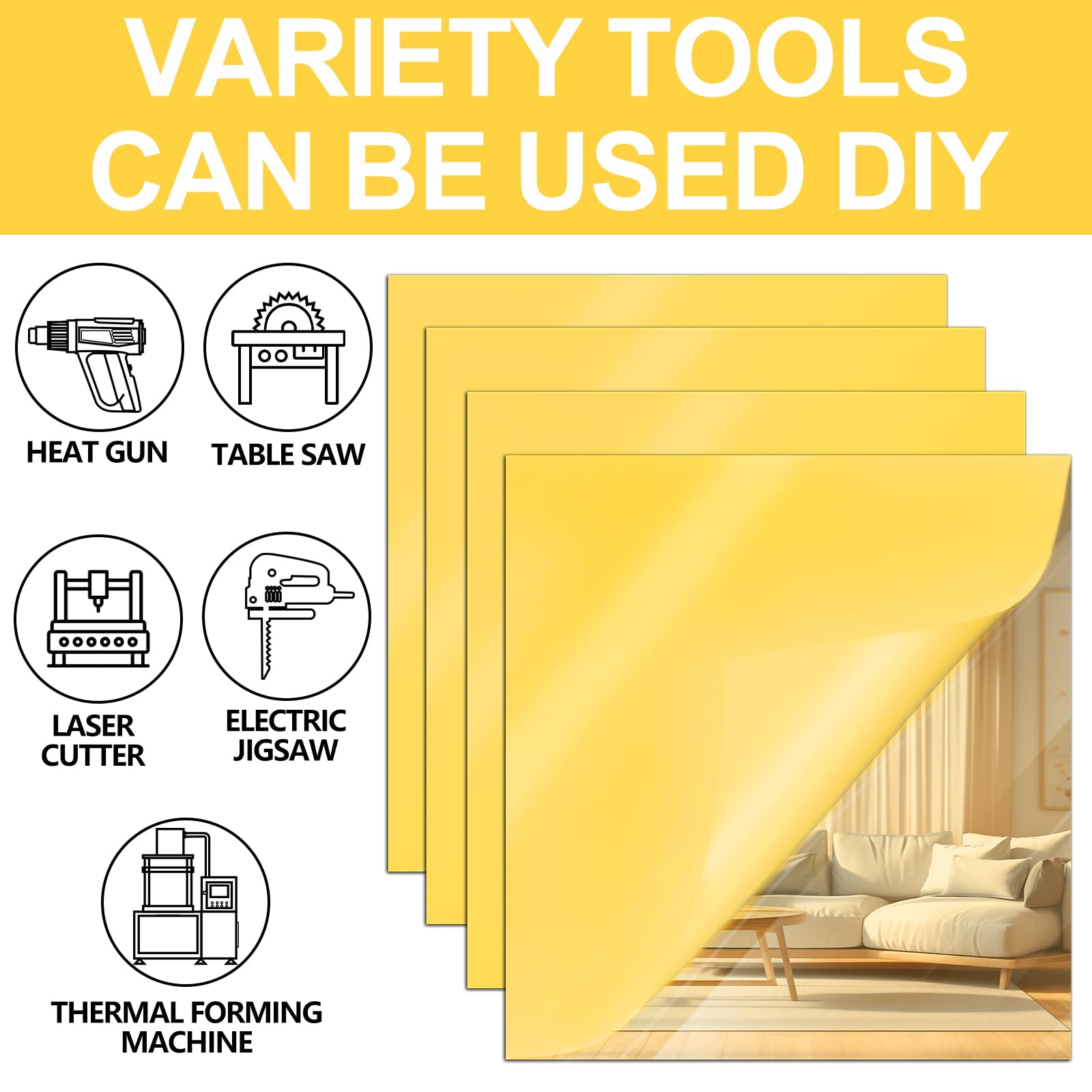 Gold Mirror Acrylic Sheets - 4 Pack -5