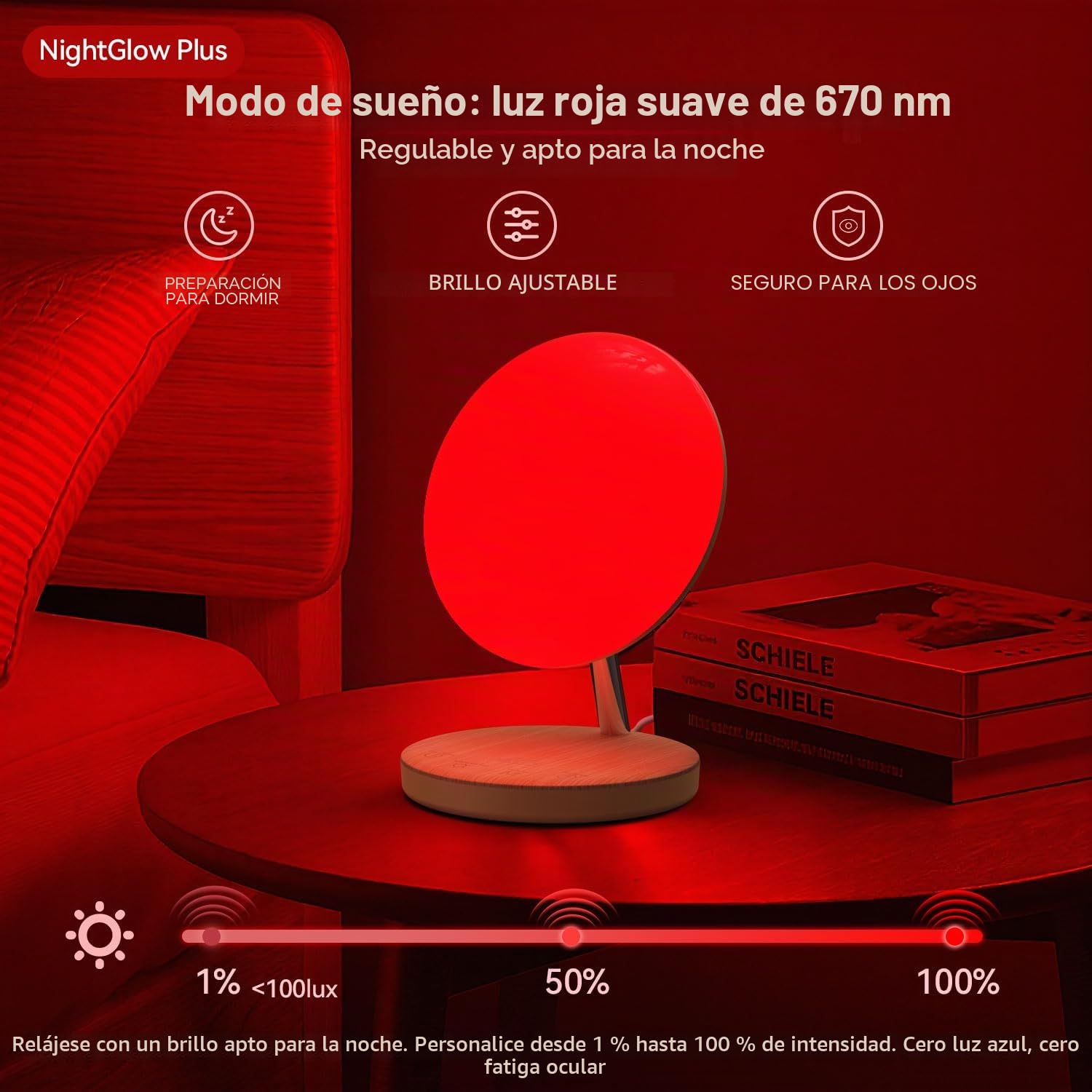 Lámpara de mesa roja para dormitorio, luz nocturna regulable de 5 niveles con 4 modos de color, control táctil USB-C, luz ambiental cálida y fría ajustable para el hogar y la guardería