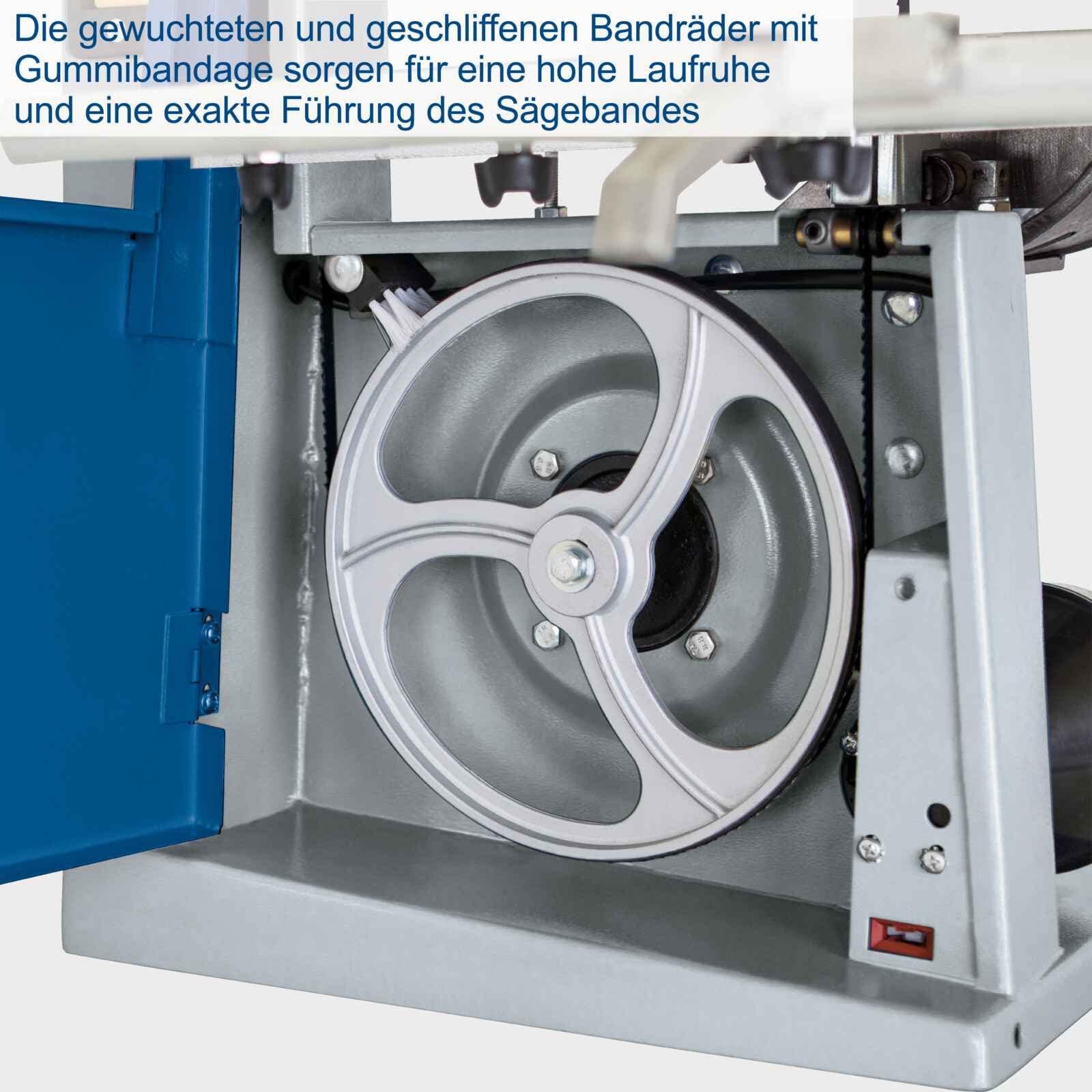 Scheppach Bandsäge BASA1 (300 Watt, max. Schnitthöhe: 100mm, Durchlassbreite: 195mm, bis zu 45° schwenkbarer Arbeitstisch, Bandrad-Ø: 200mm, Schnittgeschwindigkeit: 880m/min)
