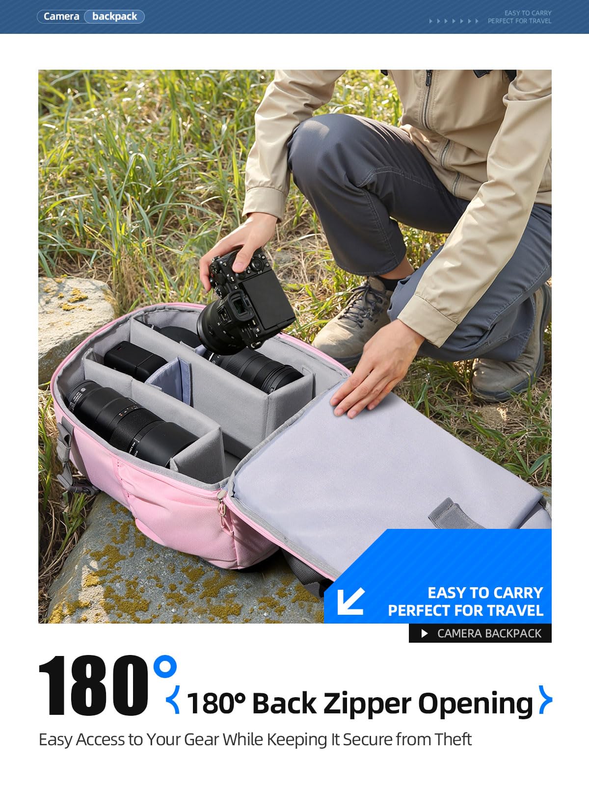 llano Kamerarucksack für DSLR/SLR/Spiegellose Kameras – Wasserabweisender Fotorucksack mit Laptopfach & Stativhalterung, Kompakte Tasche Reisen & Outdoor