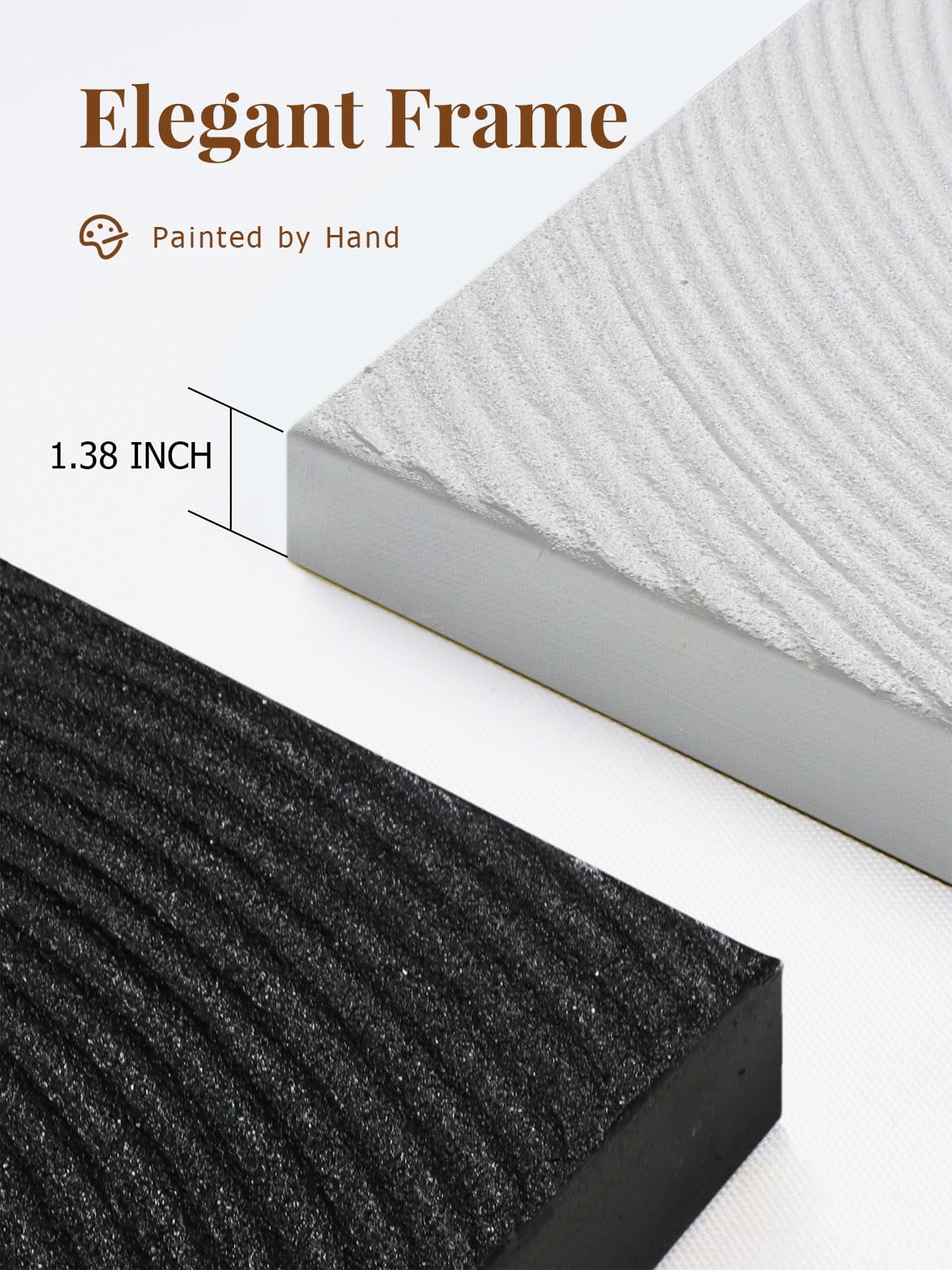 Zessonic Abstract Black and White Canvas Wall Art - 28x40inch, Framed Hand-Textured Geometric Artwork - Perfect for Stylish Living Room or Office Decor