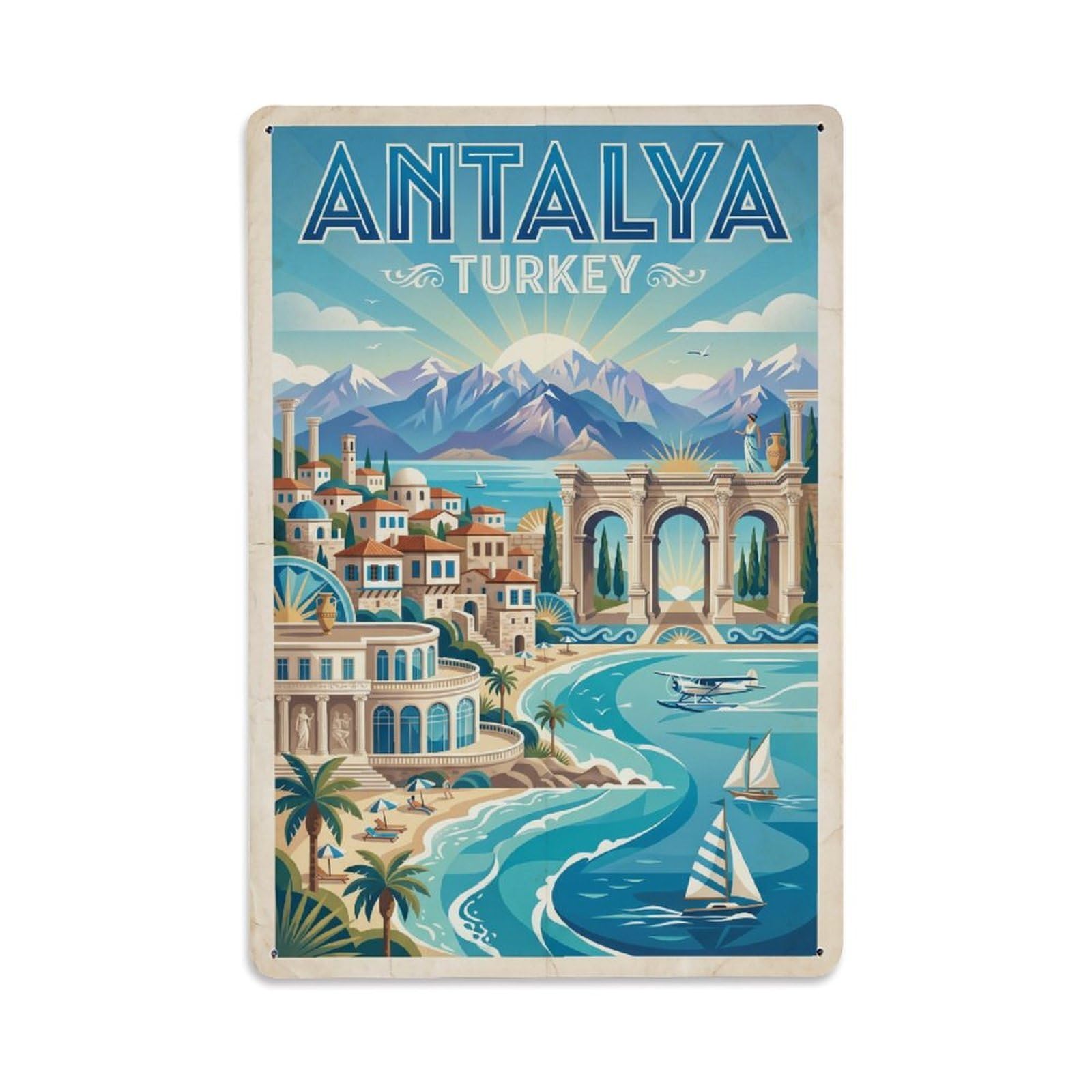 Metal Tin Sign Retro Turkey Antalya Travel