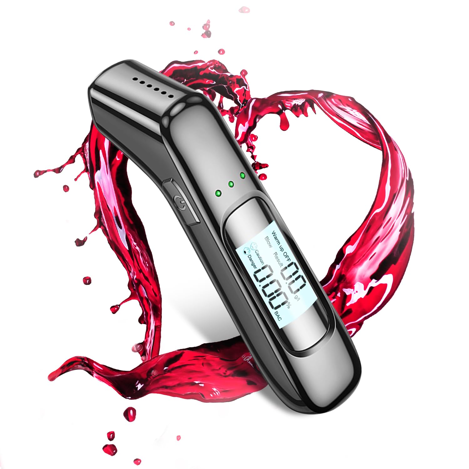 Electri-HQ Etilometro Portatile Certificato,Alcol Test con LED ad Alta Definizione e Chip ad Alta Sensibilità,Adatto per Uso Domestico e Professionale,Nero