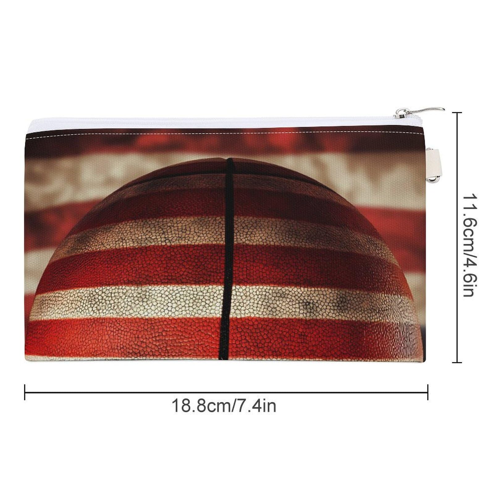 USA Flag Basketball Coin Purse Canvas Change Pouch Portable Pocket Wallet Mini Storage Bag with Zippered Keychain