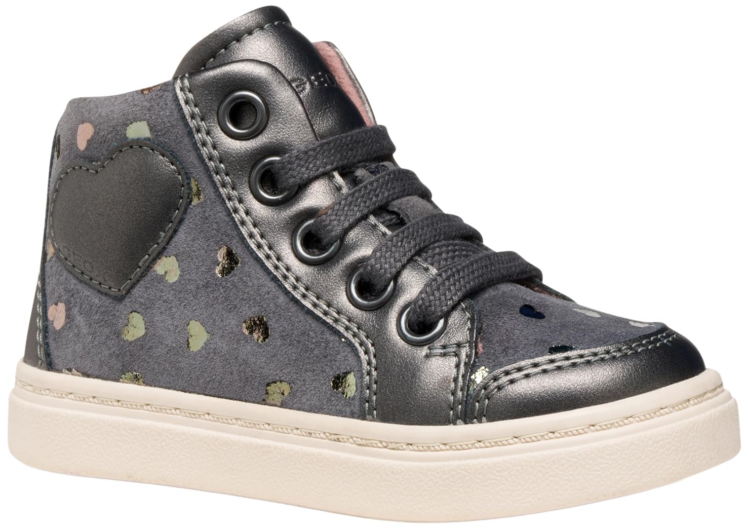 Geox Baby B NASHIK Girl Sneaker, Dark Grey, 6 UK Child