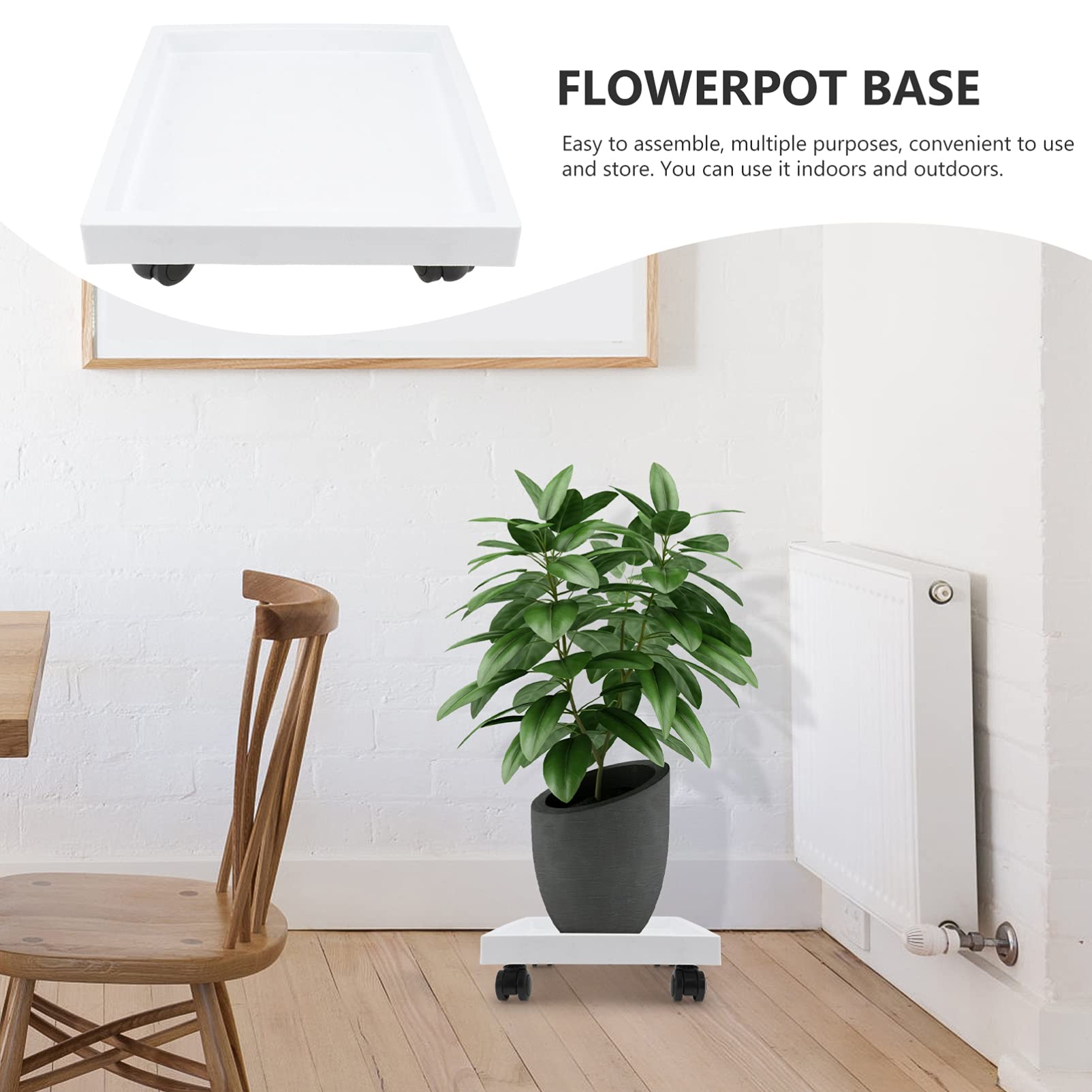 Chariot à roulettes pour pot de fleurs d'intérieur et d'extérieur avec roulettes 29 cm