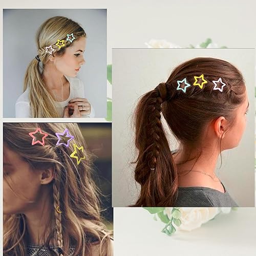 Miniatura 5 de 24 pinzas para el cabello con forma de estrella, pinzas de estrella plateadas para niñas, accesorios antideslizantes en forma de estrella para