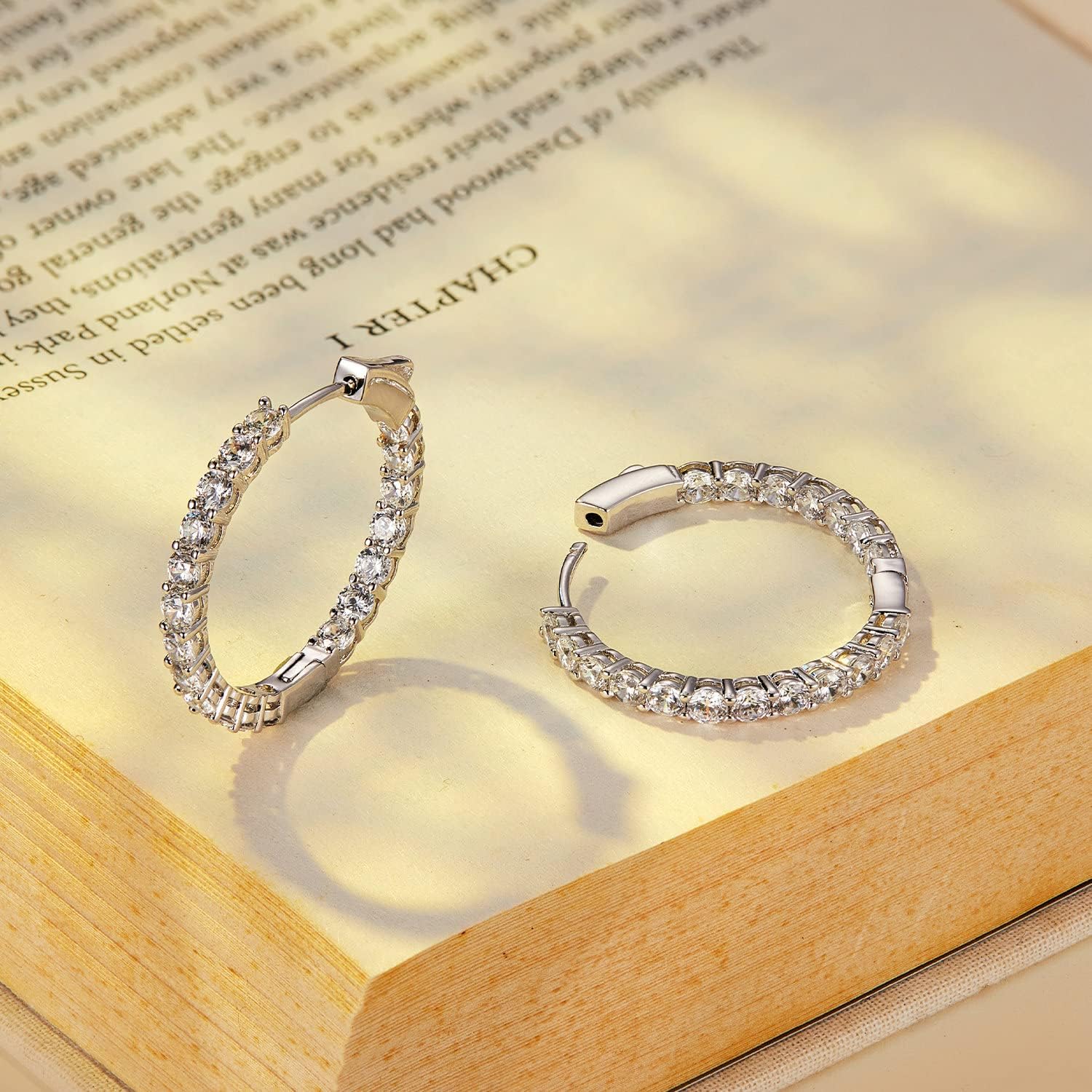 Gold Hoop Earrings for Women 14K Gold Plated Cubic Zirconia Hoop Earrings for Women 30mm Diamond Hoop Earrings Valentine's Day Mother's Day Birthday Jewelry Gift for Women - Image 7