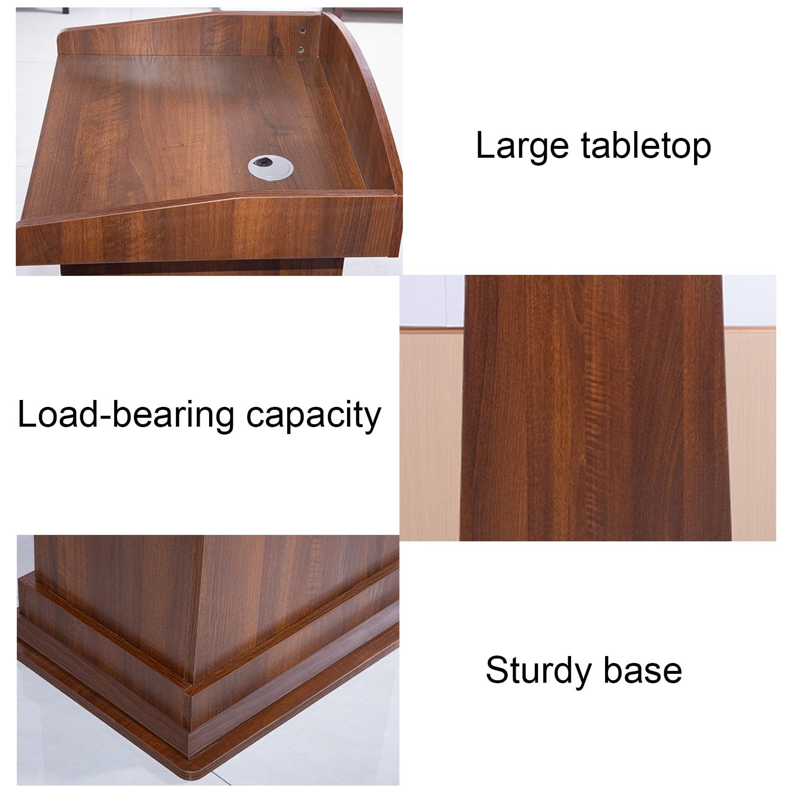 Wooden podium stand, Pulpit Podium Stand with Storage Shelf Premium MDF Material, pulpits for churches, podium stand portable for Office(White)
