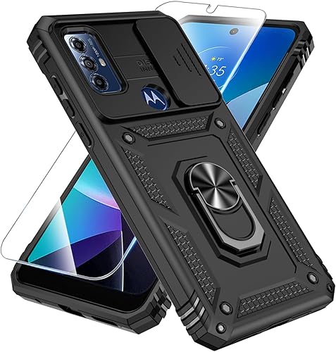SunStory Funda para Motorola Moto G Play 2023, funda Moto G Pure, Moto G Power 2022 con protector de pantalla HD, cubierta de cámara deslizante y