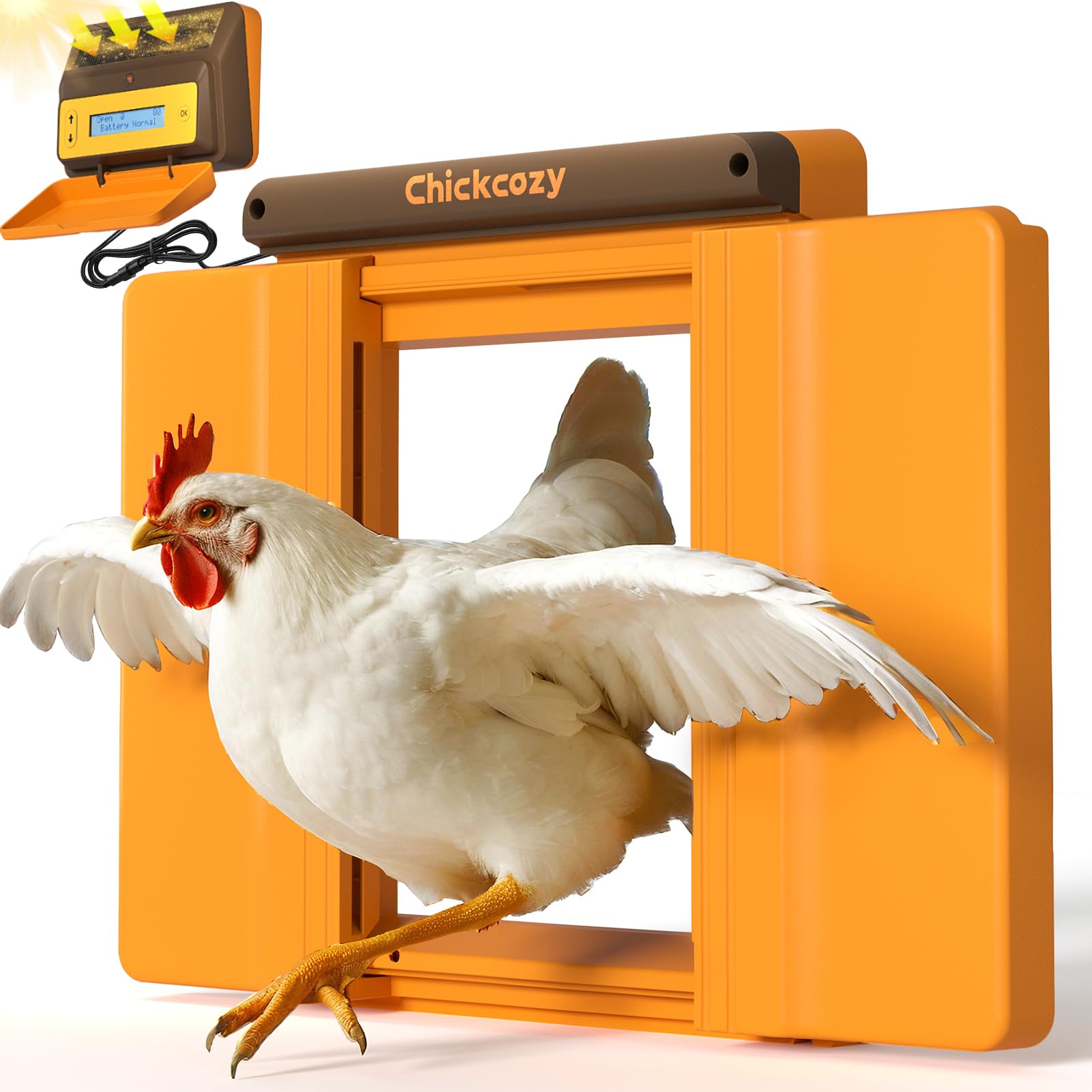 Photo 1 of **FOR PARTS ONLY**Chickcozy Solar-Powered Automatic Chicken Coop Door, Dual Motor Chicken Coop Door with Light Sensor, Timer & Manual Mode, Automatic Coop Door with Dual Anti-Pinch System, Weatherproof