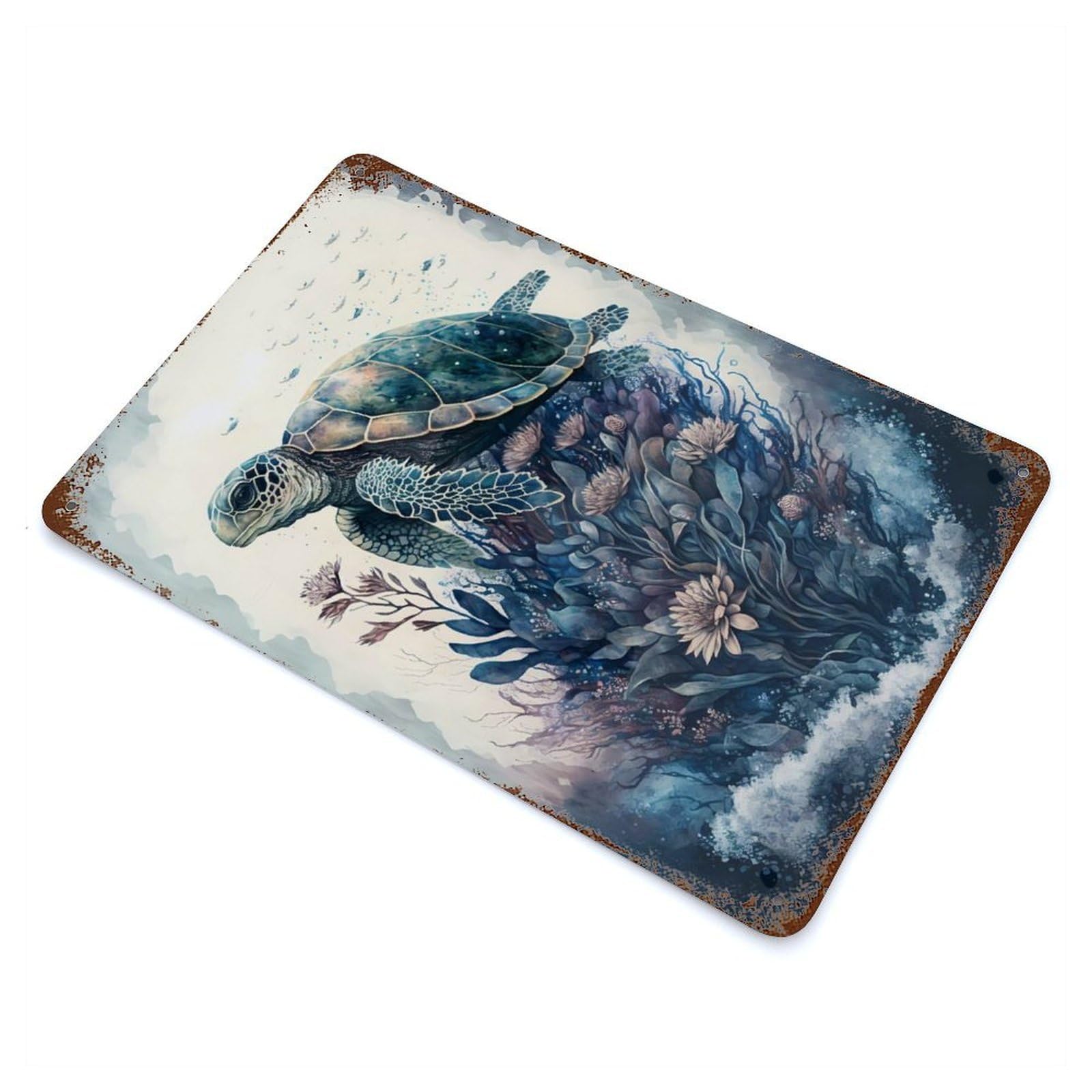 Turtle Wonder Distressed Metal Wall Sign 11.8"x7.9", for Farmhouse, Kitchen And Entryway Decor, Rustic Home Decor