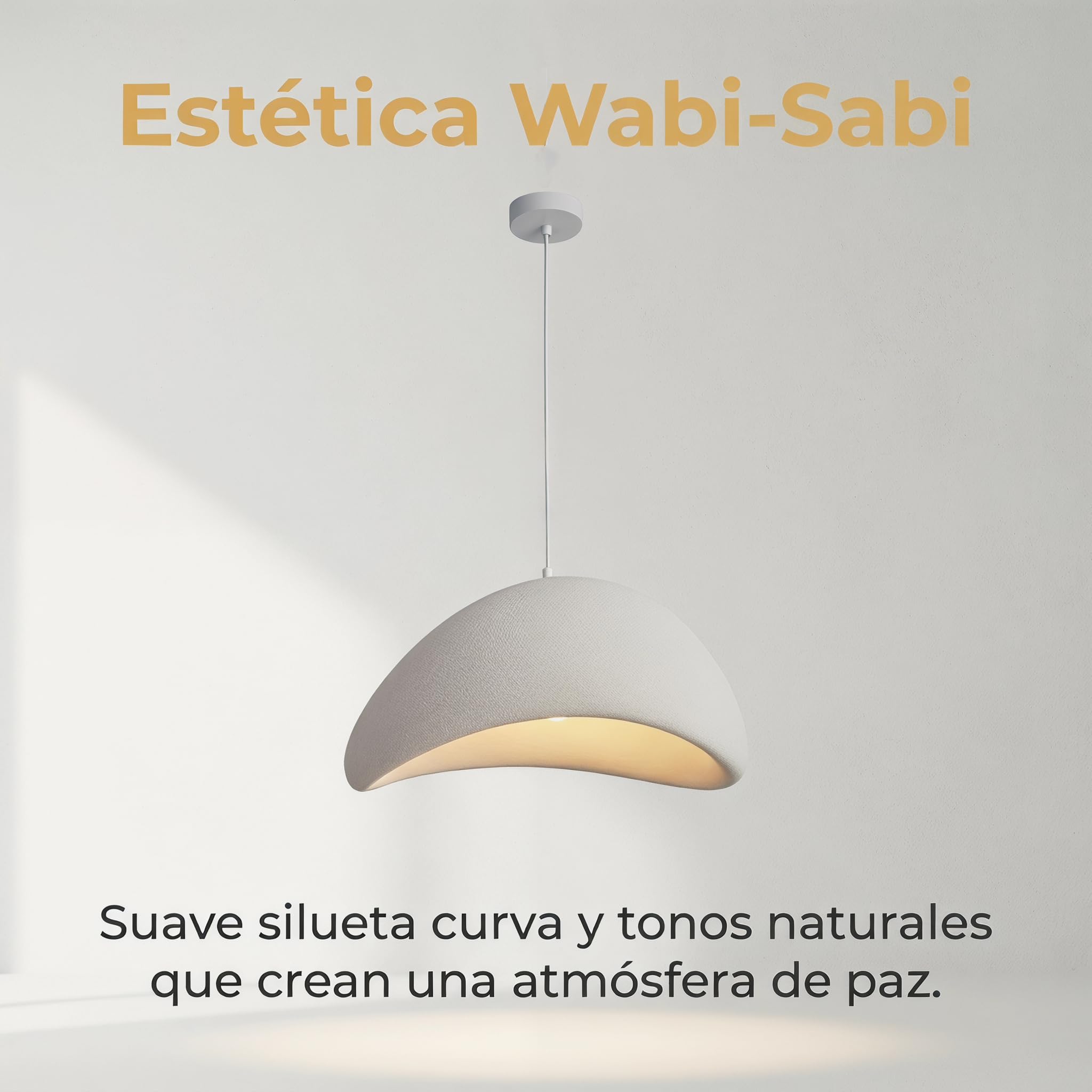 BARCELONA LED Duża Lampa Wisząca Wabi Sabi Ø50cm, Lampa Sufitowa z Teksturowanej Żywicy, Oprawa E27 w Stylu Japandi Boho Minimalistycznym do Salonu, Jadalni i Sypialni