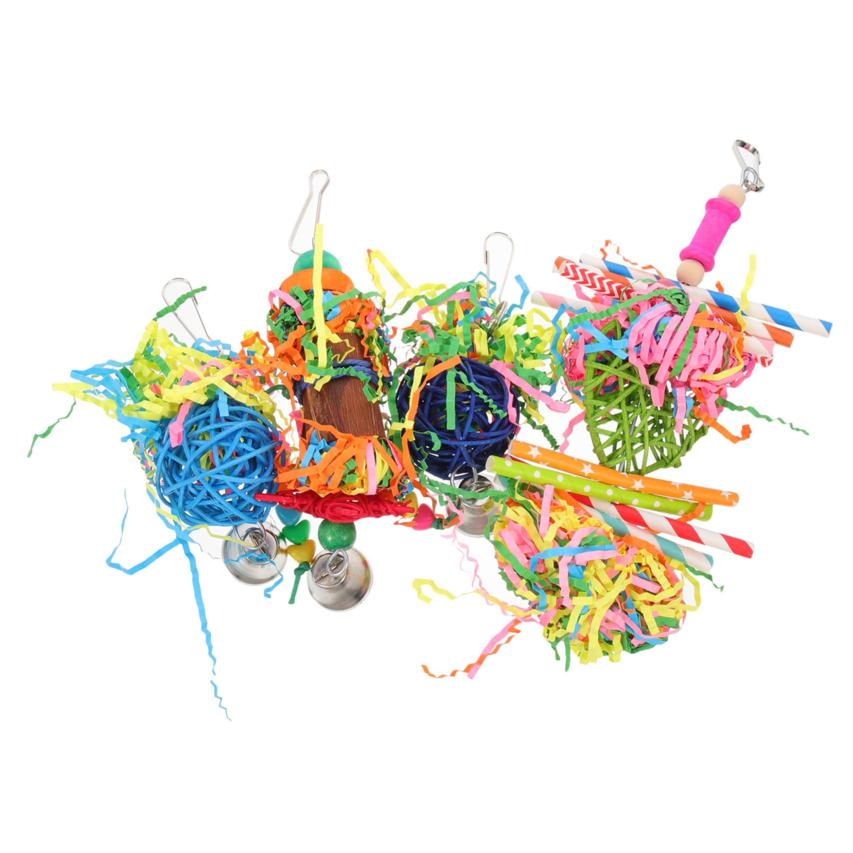 POPETPOP 20pièces Jouet à Mâcher pour Oiseaux Accessoires De Cage pour Perroquets Jouet Amusant Et Naturel pour Inséparables Et Calopsittes Couleurs Aléatoires