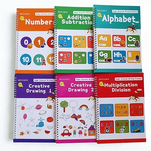 Libros de práctica de escritura ranurados mágicos para niños con agarres de tinta que desaparecen, libros de trabajo reutilizables de escritura a
