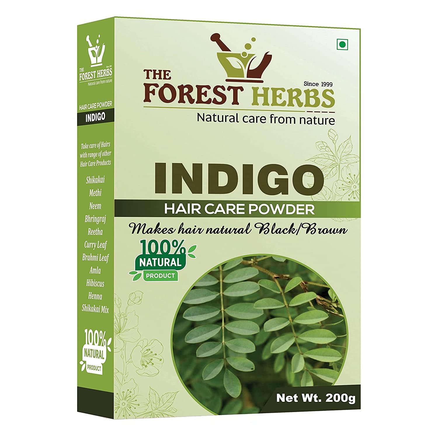 Organic Indigo Powder for Hair Colour, 200g (Pack of 1)