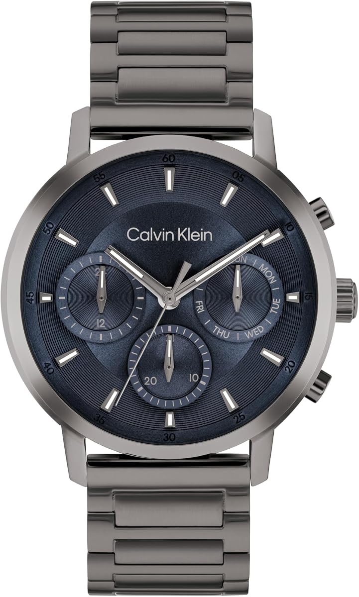 Calvin Klein Reloj multifunción calibre CK para hombre - 41 mm - Movimiento de cuarzo 3H - Brazalete de acero inoxidable - Moda deportiva de primera calidad para un look atrevido - Regalo para él