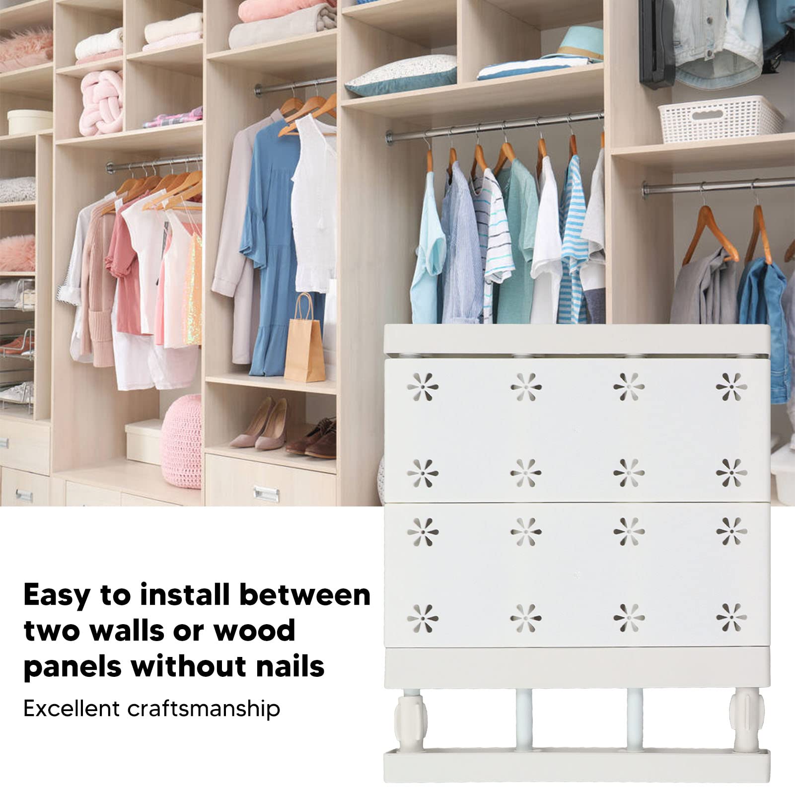 Metal Storage Rack Adjustable Organizer, Expandable Closet Tension Shelf Rod - Image 2