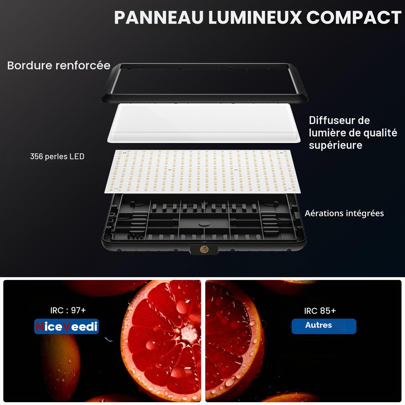 NiceVeedi Éclairage de Photographie 25 W, kit de 2 Panneaux vidéo LED de 185 cm, 2900-7000 K à intensité Variable avec trépied, lumière de Diffusion pour Enregistrement vidéo Youtube/TikTok Live (25W)