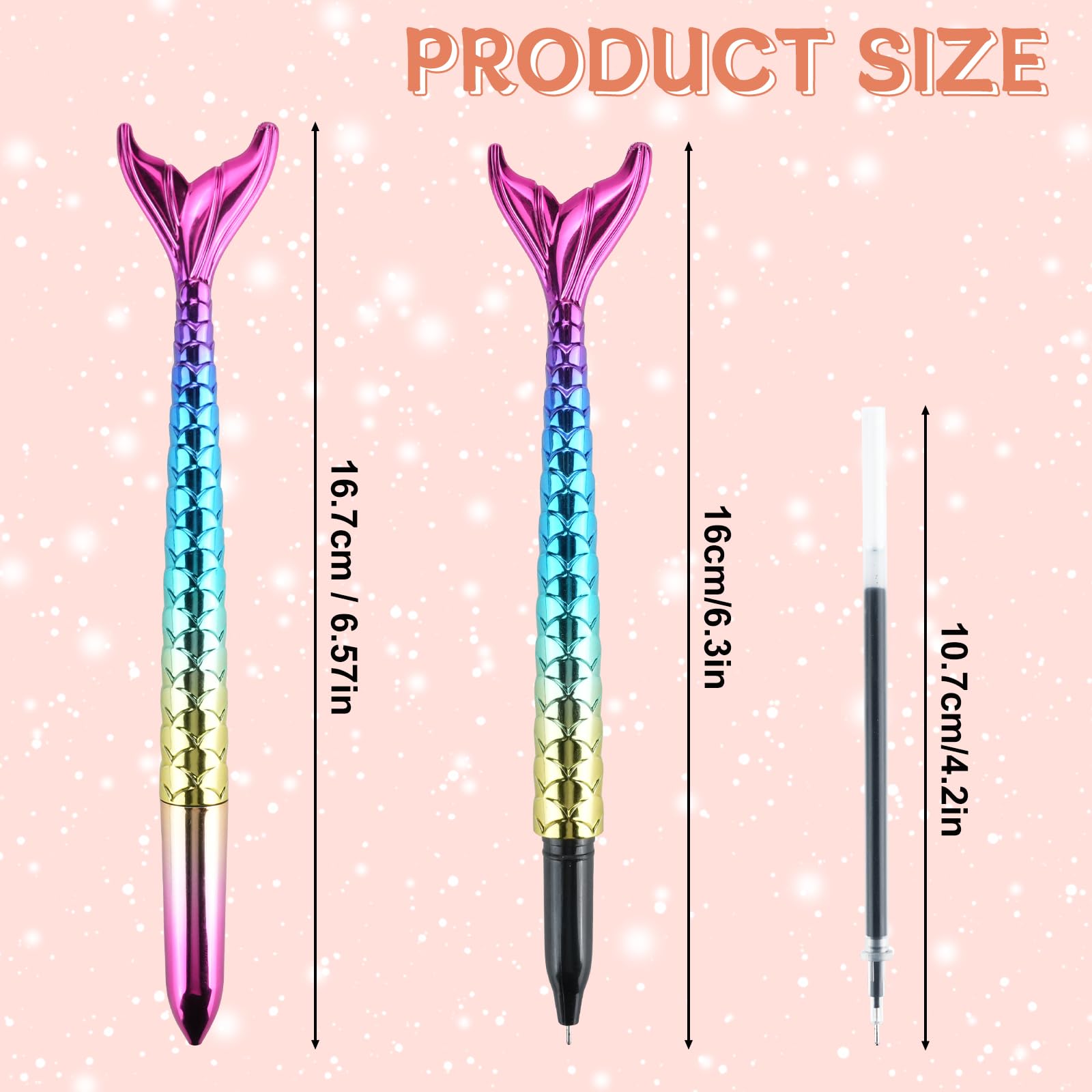 Chostky 24PCS Mermaid Ballpoint Pens, Gel Ink Rollerball Pens Fin Pen Sets, Creative Fish Tail Styling Gradient Point Pens - Image 2