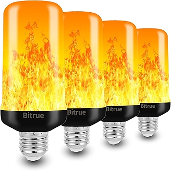 Bitrue 火焰效果 LED灯泡 E26基础 4模式闪烁火焰灯 Halloween 家用 四只装