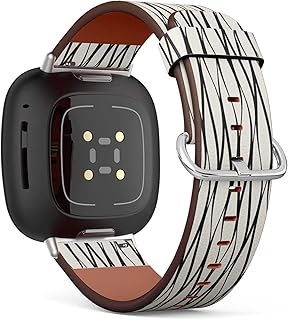 CJBROES Replacement Leather Watch Band, Compatible with Fitbit Versa 3 and Fitbit Sense of Wristband Bracelet Accessory - Ripple Repeating