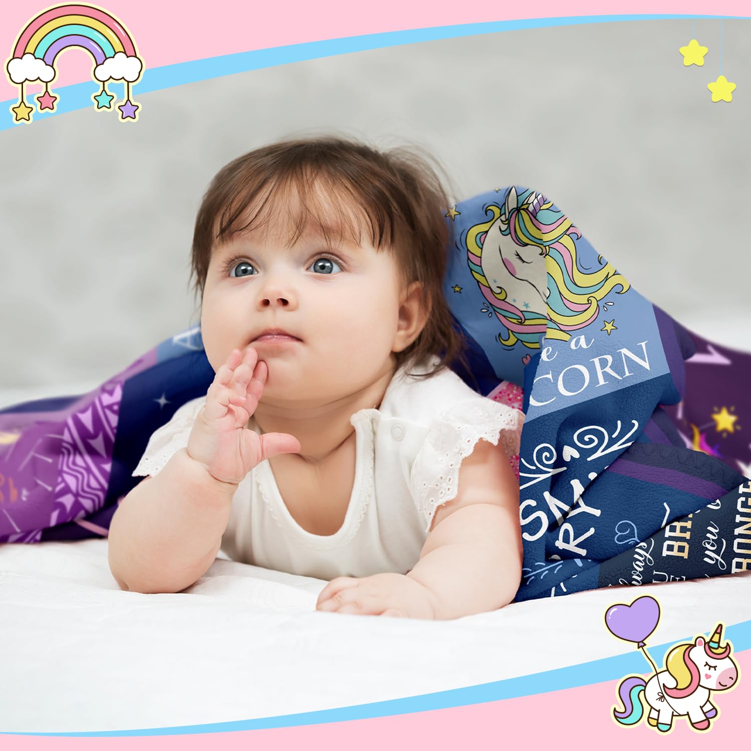 Solzien 1 Year Old Girl Birthday Gift Blanket 50"x40", Gifts for One Year Old Girl, First/1st Birthday Gift Ideas