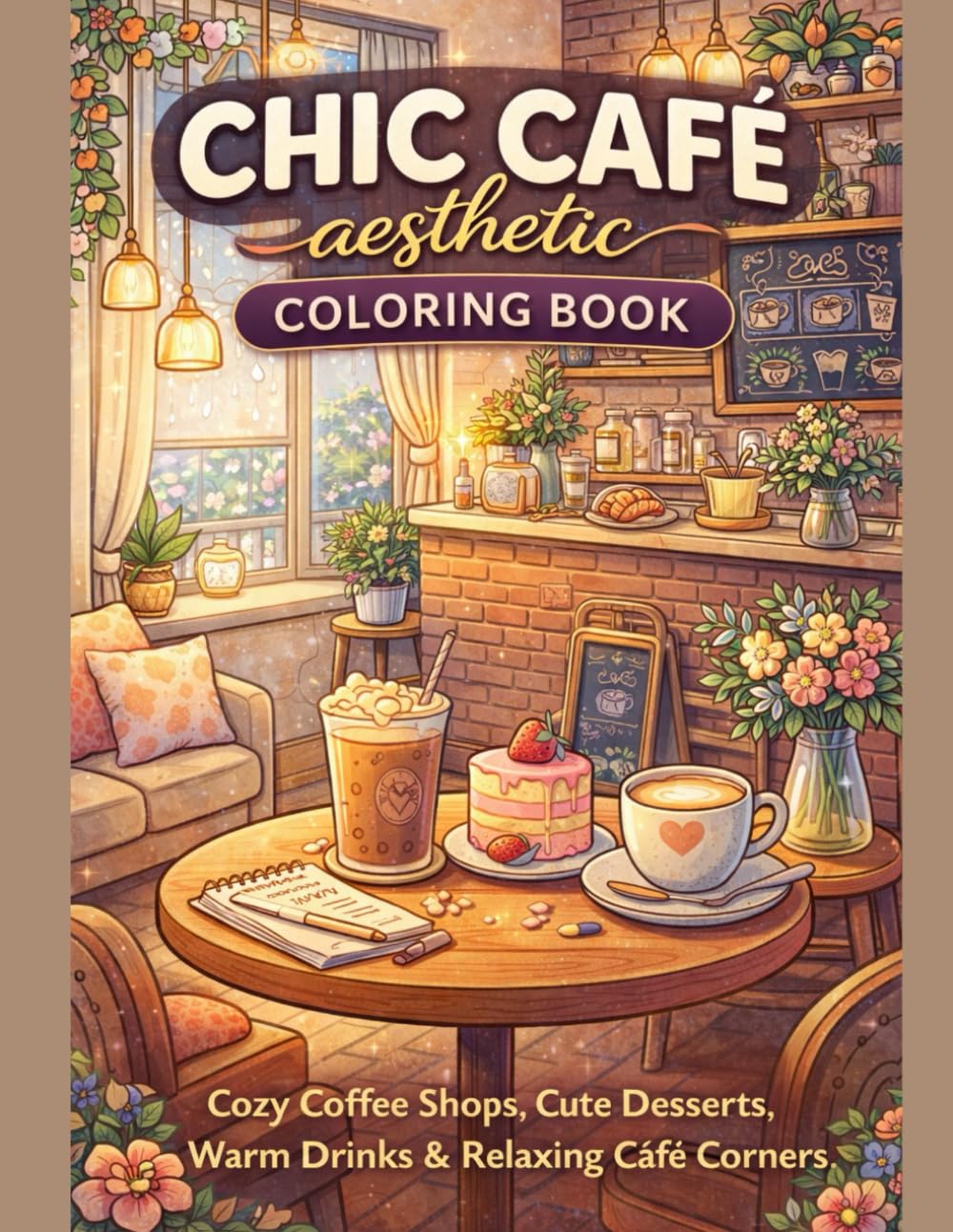 Chic Café Aesthetic Coloring Book: Cozy Coffee Shops, Cute Desserts, Warm Drinks & Relaxing Café Corners