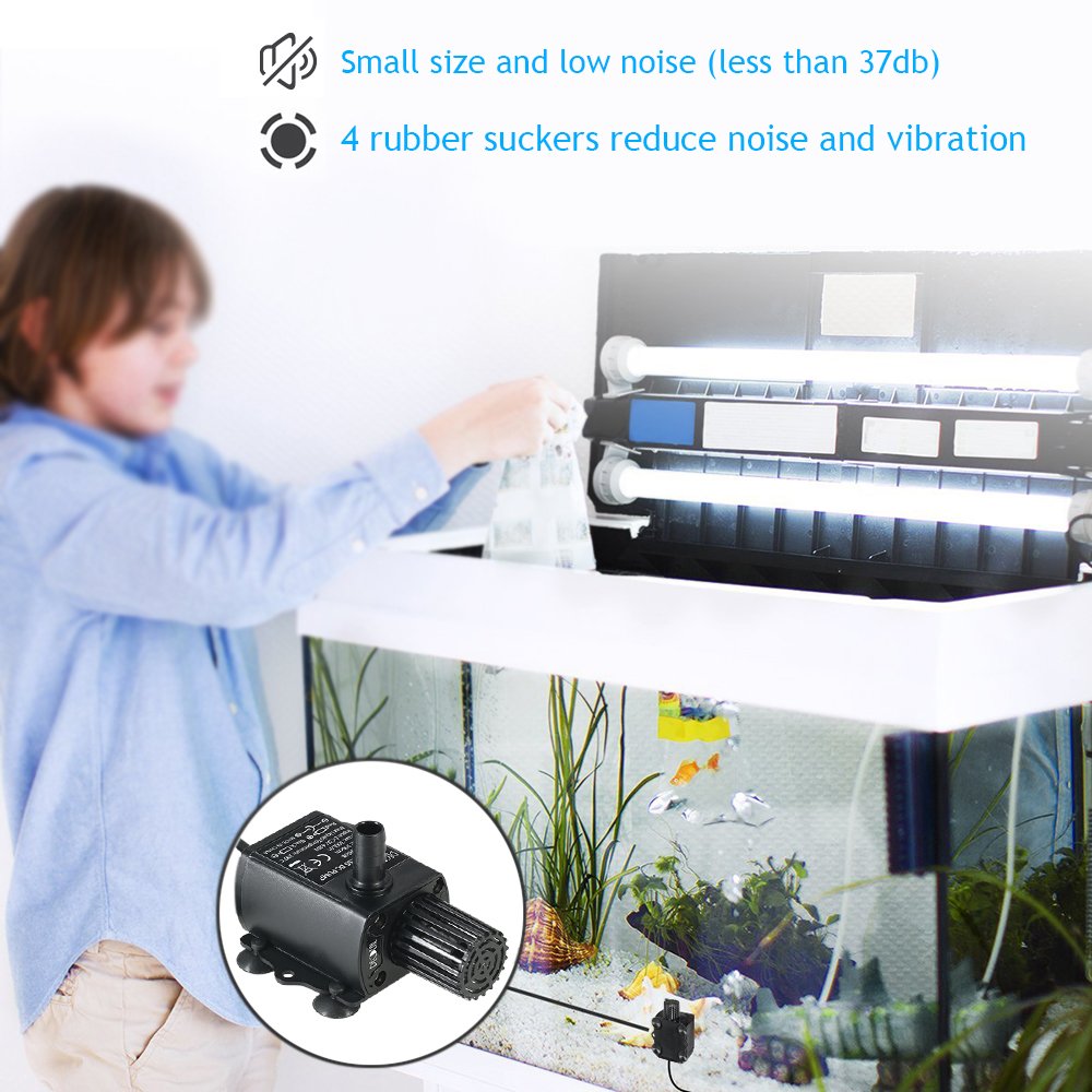 Decdeal USB DC5V 2.4W/4.8W Ultra-silenzioso Pompa Acqua Brushless Impermeabile Sommerso Acquario Circolante