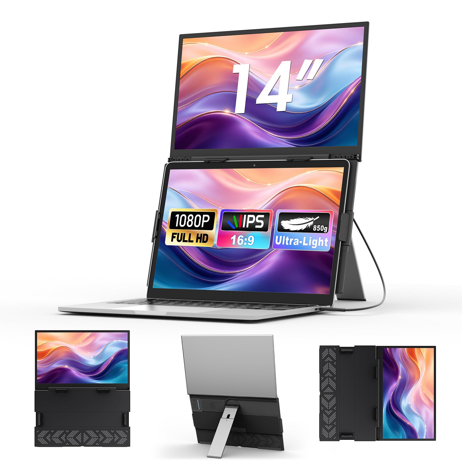 KEFEYA Monitor Portátil 14 Pulg Ultra-Ligero FHD 1080P IPS para PC 13-17.3"