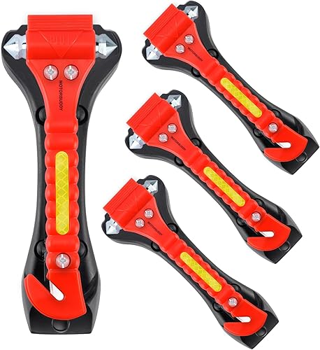 Miniatura 8 de Paquete de 2 martillos de seguridad para automóvil, cortador de cinturón de seguridad, martillo de escape de emergencia automático con rompedor de