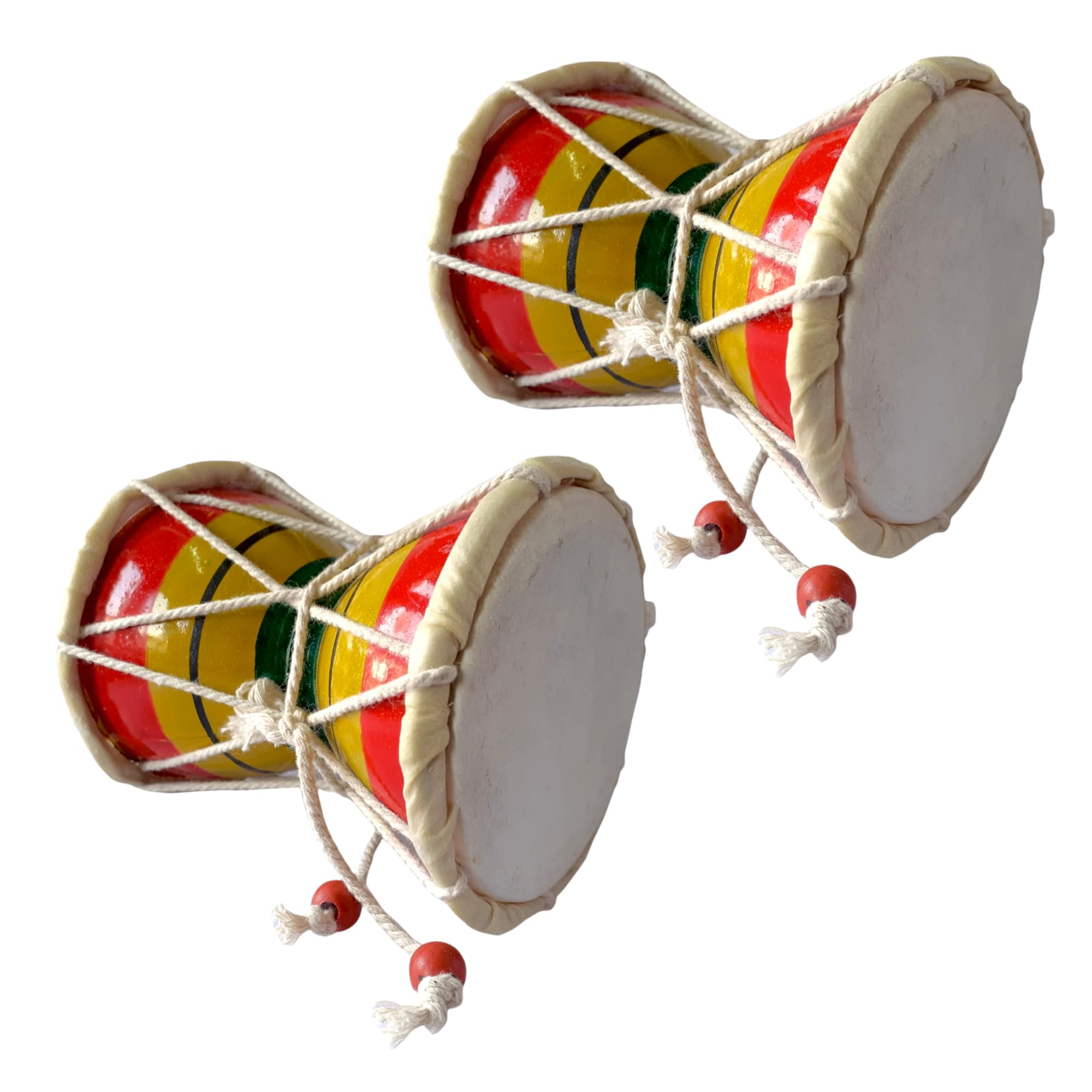 "Mayur Musical Damru Set - 5 Inch, Multicolour | Enhance Your Rhythmic Journey with a Pair of Vibrant Drum Instruments"