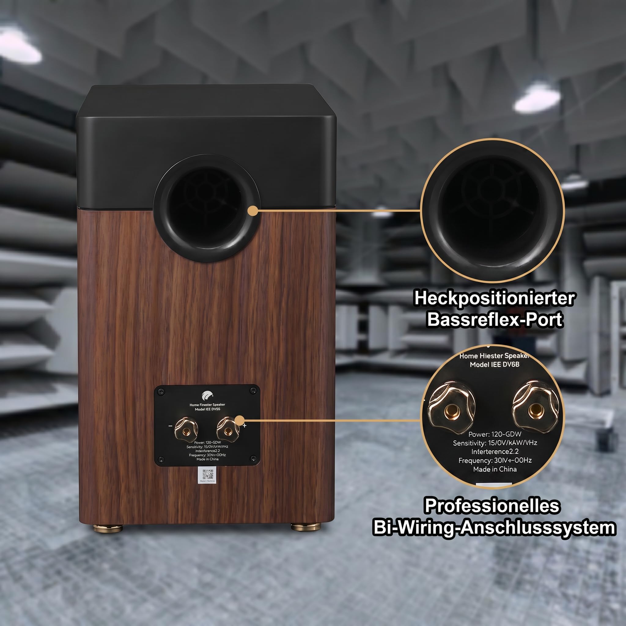 HiVi D3.1MKII Passive Regallautsprecher Paar, 2-Wege 120 W HiFi Stereo Lautsprecher, 6,5" Langhub-Tiefmitteltöner, 28 mm Softdome-Hochtöner, Bassreflex hinten, 8 Ohm, für Heimkino und Musik