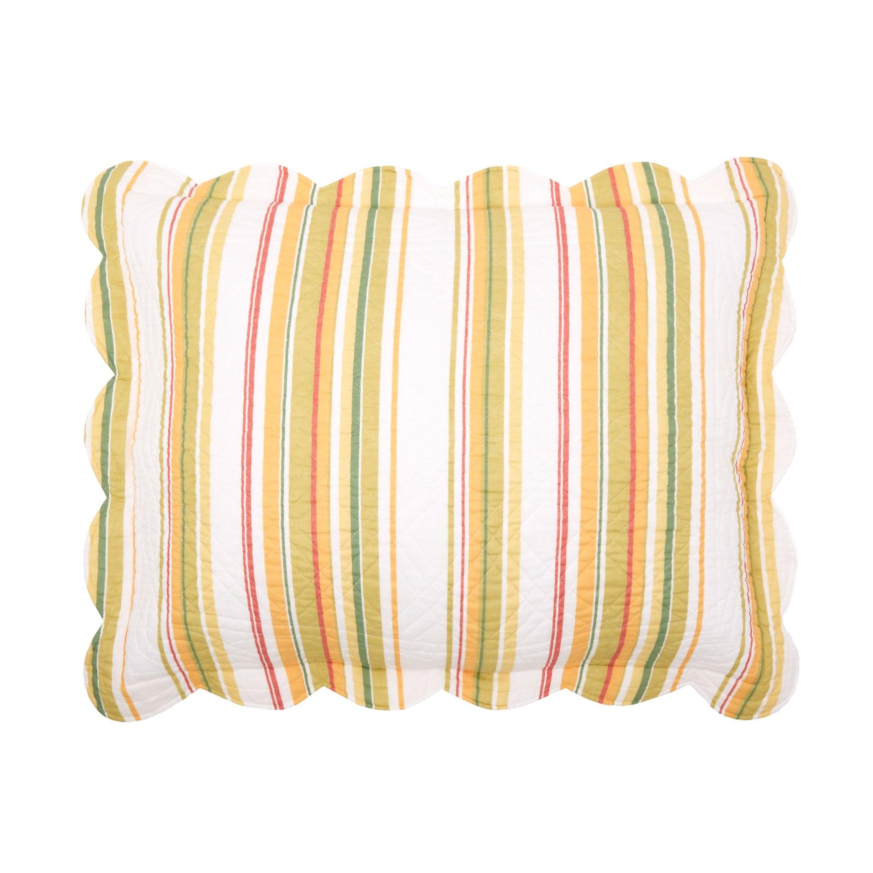 BrylaneHome 100% Cotton Florence Sham - King, Dandelion Stripe