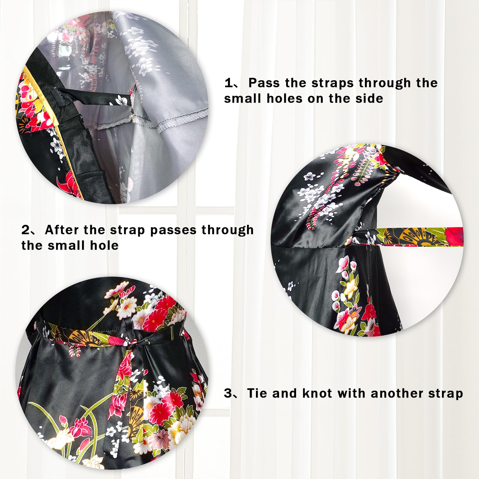 Kimono Japonais Femme Court,Yukata Imprimé Floral avec Accessoires | Kimono Été, Taille Unique, Ensemble avec Éventail, Maske, Cheveux, Coffret Cadeau, Ideal pour Carnaval, Fête, Anime-Con