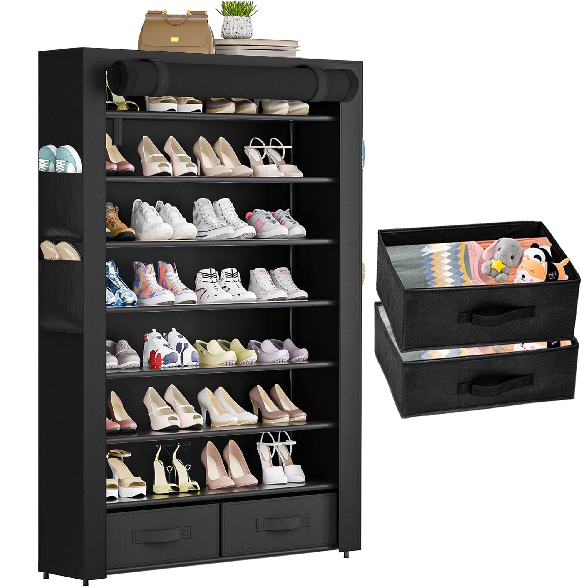 OYREL Tall Shoe Rack Dustproof Cabinet Large Capacity 8 Tier Shoe Organizer,32-40 Pairs of Shoes