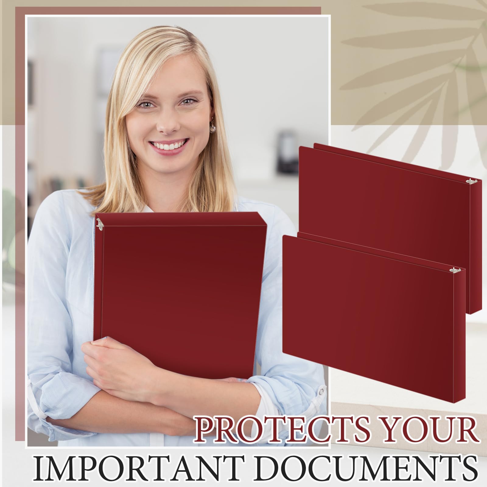 8 raccoglitori a 3 anelli da 3,8 cm, resistenti, per documenti da 28 x 43,2 cm, per progetti artistici, ufficio, casa, luoghi di lavoro (rosso scuro)