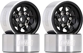 INJORA 1.0 Beadlock Wheel Rim Crawler Wheels Rims fo Axial SCX24 Bronco Deadbolt C10 JLU Gladiator Upgrade Parts(Black)