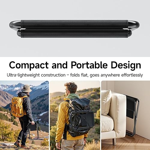 Miniatura 7 de Simple Deluxe Silla de camping portátil, silla plegable ligera para campamento, silla al aire libre para adultos, deportes, playa, senderismo,