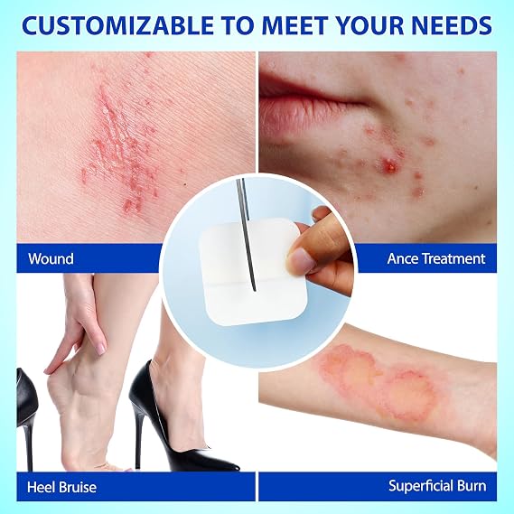 Hydrogel Dressing 2 × 2 In-20 PCS, Waterproof Wound Dressing, Wound Protection & Repair Patch, Suitable for Burns, Ulcers, and Traumatic Wounds, Breathable, Gentle, and Non Irritating Pads