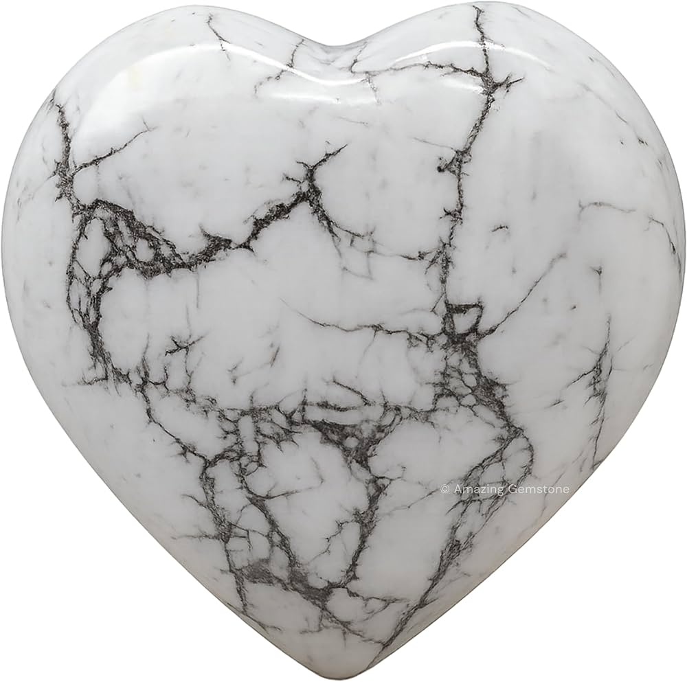 Amazon.com : Howlite Crystal Heart Palm Stone - Pocket Massage