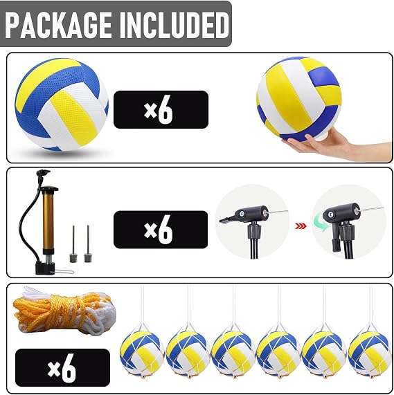 Sazoemao 6 Pack Official Size 5 Volleyball Balls Volley Ball of Synthetic Leather,Includes Ball Pump and Net Bag,Competition Volleyball for Indoor Outdoor...