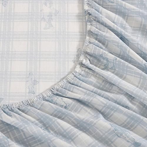 Miniatura 7 de Eddie Bauer - Sábanas tamaño King, juego de ropa de cama de percal de algodón, decoración del hogar crujiente y fresca (Methow Plaid Blue, King)