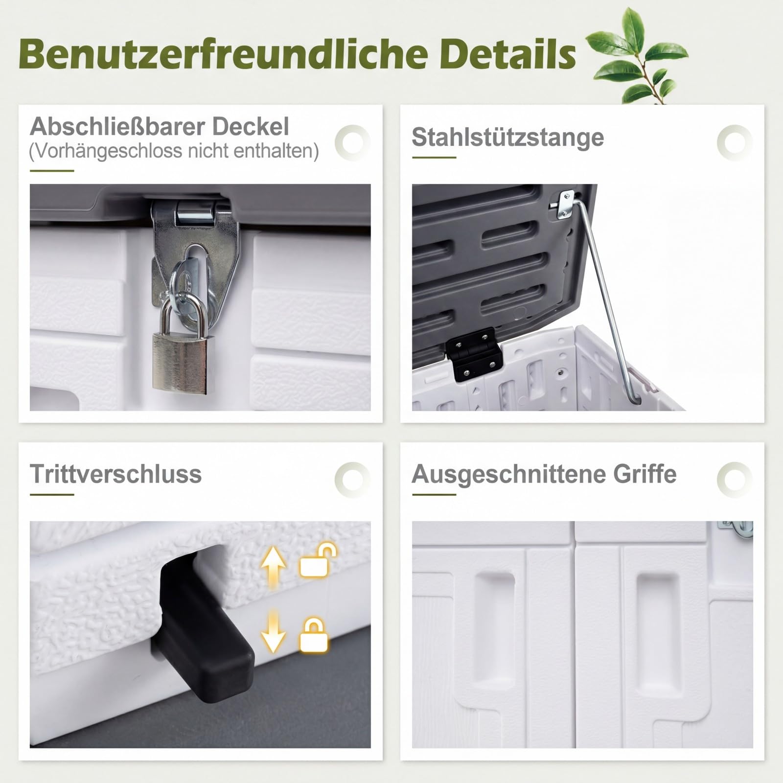 COSTWAY Gartenschrank wetterfest, Geräteschrank mit verstellbarem Regal, abschließbarem Deckel & Türen, Terrassenschrank aus HDPE, Outdoor Aufbewahrungsschrank, 118 x 63 x 94 cm