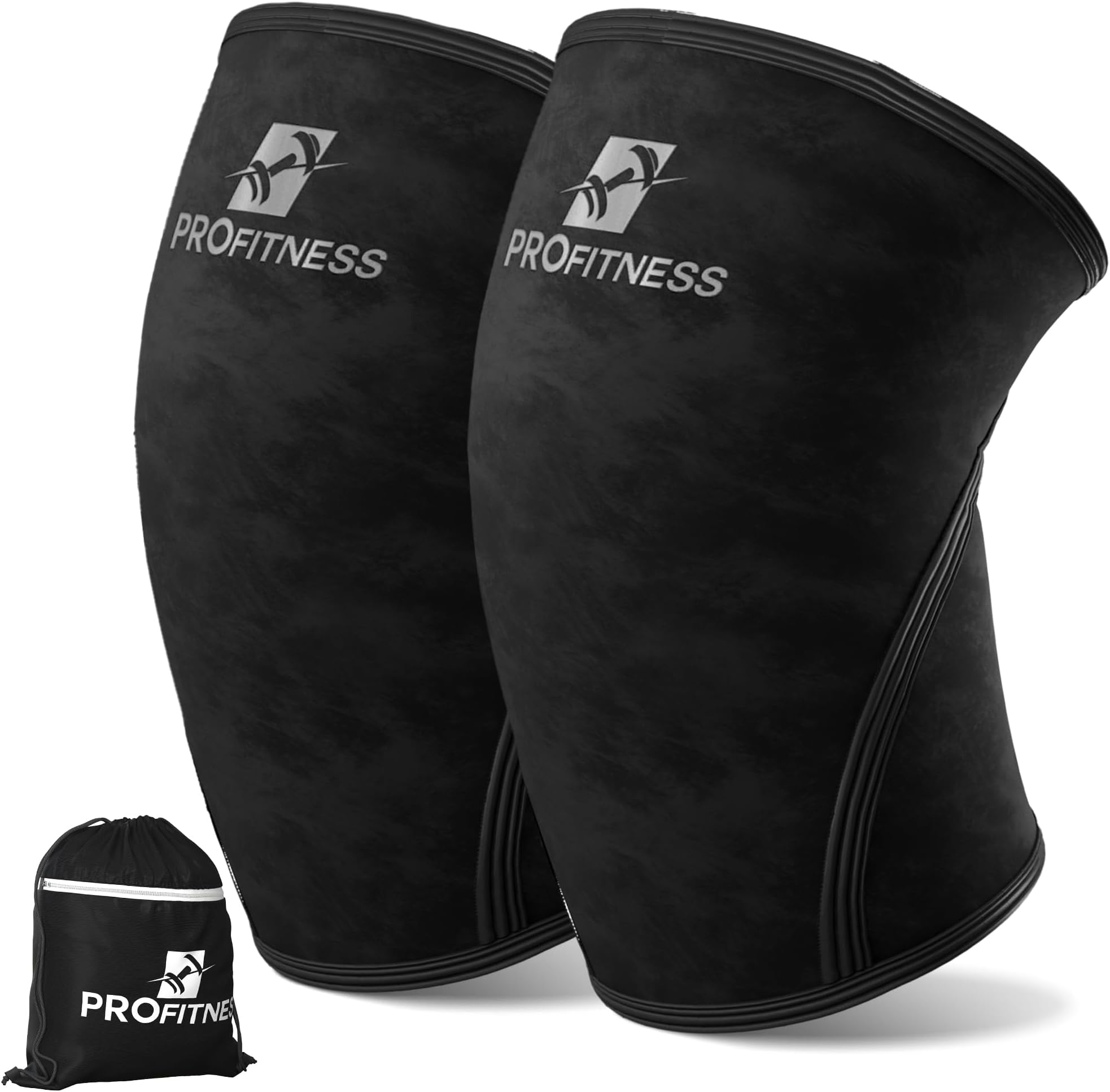 7mm Thick Knee Sleeves Set of 2 – Nonslip Support, Compression Knee Wraps for Weightlifting and Cross-Training with Carrying Bag – Home Gym Workout/Exercise Equipment